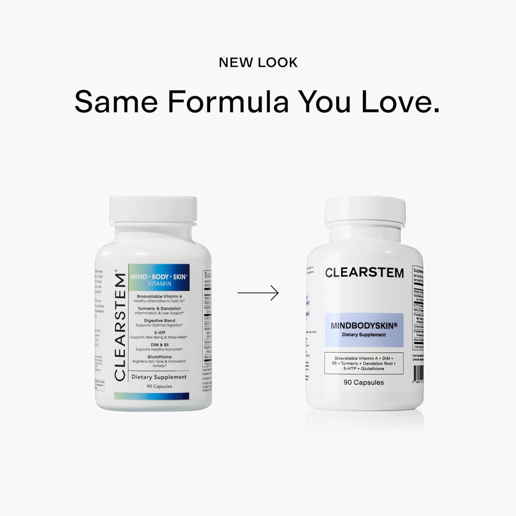 CLEARSTEM -  Hormonal Acne Supplement (5-HTP) - Natural DIM Supplement - Skin Care Vitamins - Hormone Balance, Antioxidants - Gluten Free, Cruelty Free - 30 Servings, 90 Capsules