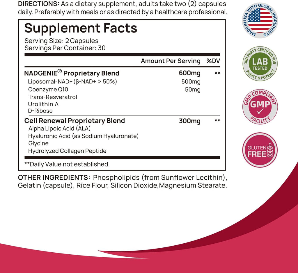 NAD+ for Women – Advanced Anti-Aging & Cellular Energy Formula with β-NAD+, Resveratrol & CoQ10 | Radiant Skin, Vitality & Renewal Support – 60 Capsules