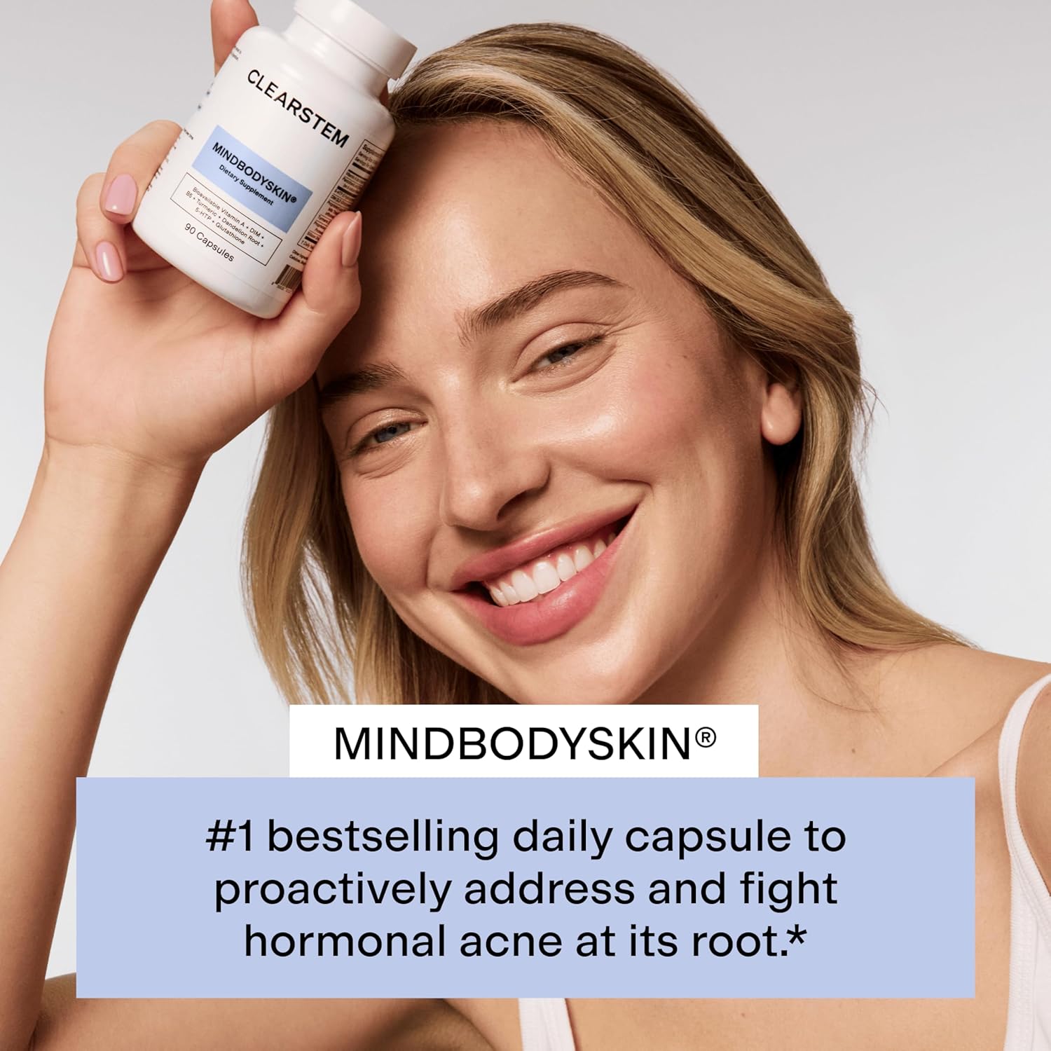 CLEARSTEM -  Hormonal Acne Supplement (5-HTP) - Natural DIM Supplement - Skin Care Vitamins - Hormone Balance, Antioxidants - Gluten Free, Cruelty Free - 30 Servings, 90 Capsules