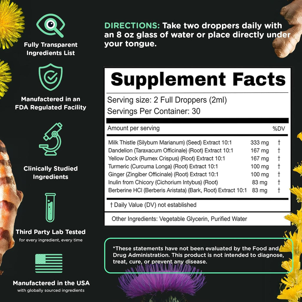 Super Liver Support with Milk Thistle – All-Natural Liver Cleanse, Detox & Repair –1 Month Supply