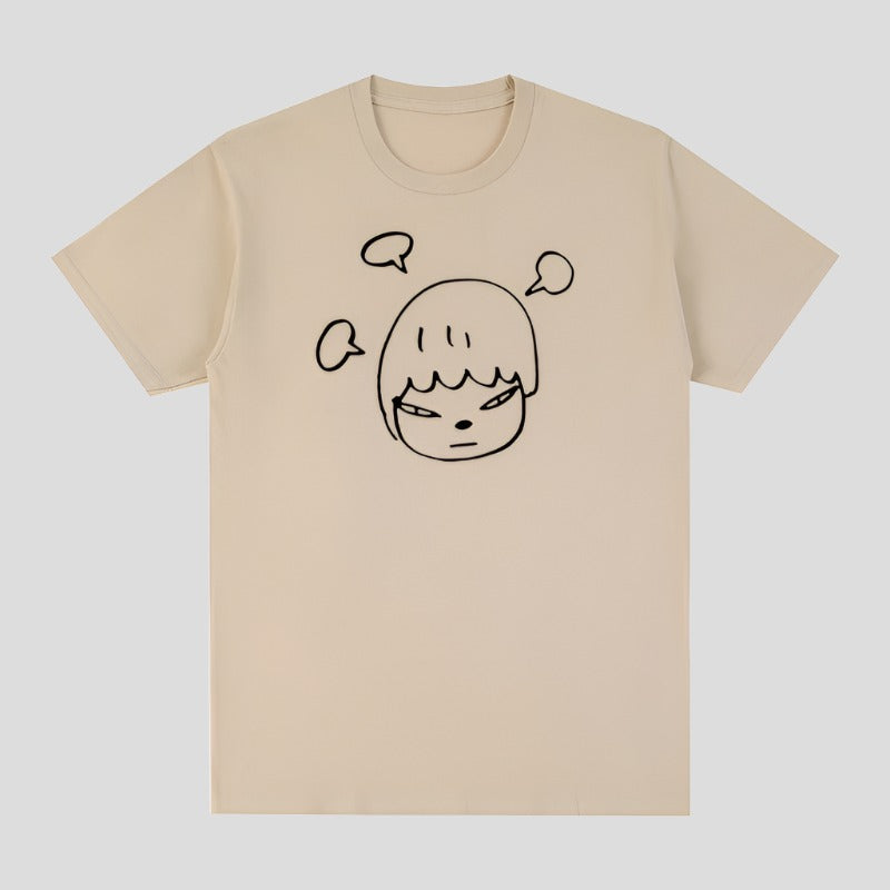 Unisex Short Sleeve Yoshitomo Nara Print T-shirts