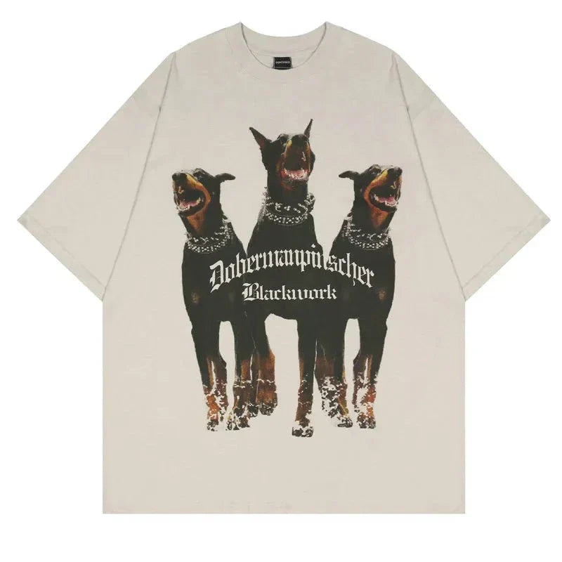 Cotton Doberman Graphic Tee Oversized for Men
