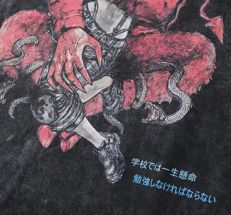 Oversized Vintage Manga Anime T Shirt for Men