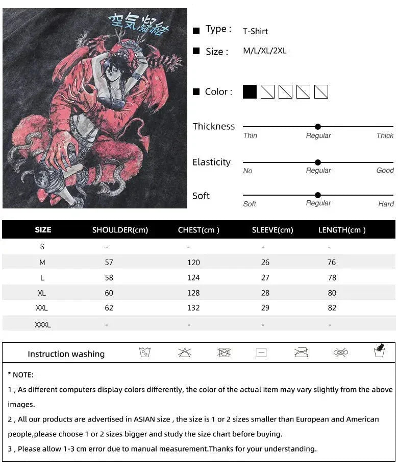 Oversized Vintage Manga Anime T Shirt for Men