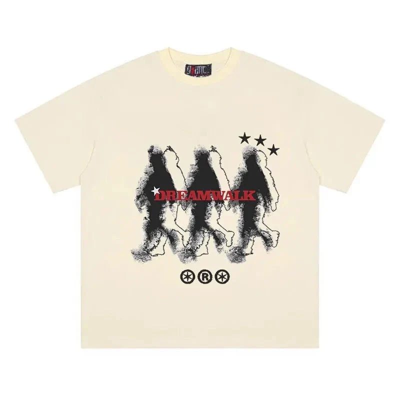 Dream-Walk Aesthetic Oversized Cotton Men's Summer T-Shirts