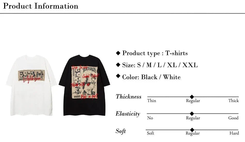 Retro Patch Hip Hop Oversized Y2K T-Shirts