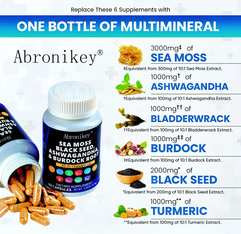 Sea Moss Supplement 60 Caps - Immune Boost + Gut Health | Premium Natural Sea Moss